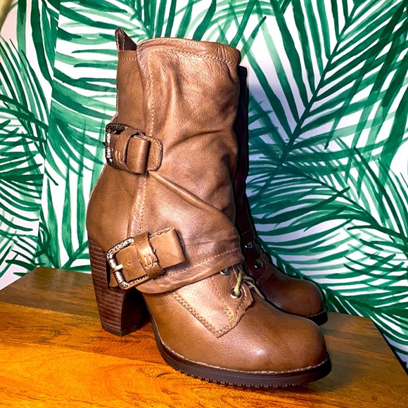 Miz Mooz Shoes - Miz Mooz Sasha Brown Leather Faux Fur Lined Boots Women’s 8